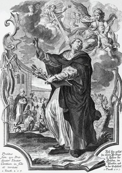 Vicente Ferrer (1350-1419), dominico español, grabado por Martin Engelbrecht (1684-1756) de Martin Engelbrecht