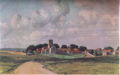 Morstan: Un pueblo de Norfolk (litografía en color) de Martin Hardie