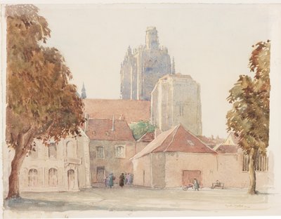 La Catedral, Lens (lápiz y acuarela sobre papel pegado en cartulina) de Martin Hardie