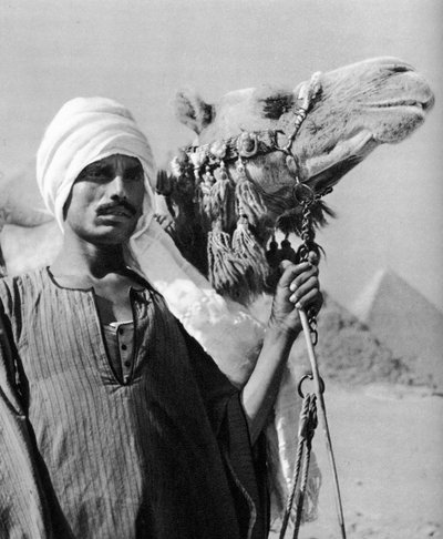 Conductor de camellos cerca de las pirámides, Egipto, 1937 de Martin Hurlimann