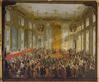 Emperatriz María Teresa en la Investidura de la Orden de San Esteban, 1764 de Martin II Mytens or Meytens