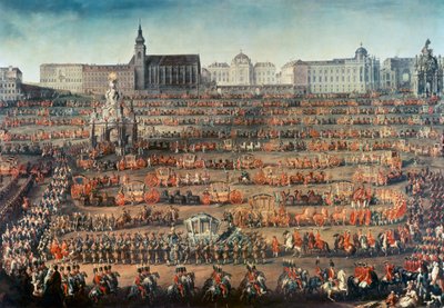 Entrada ceremonial de Isabel de Parma en Viena para convertirse en la novia del Emperador José II de Martin II Mytens or Meytens