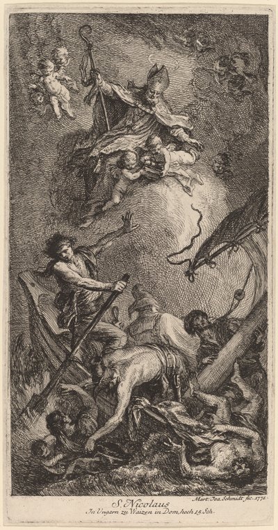 San Nicolás rescatando marineros de Martin Johann Schmidt
