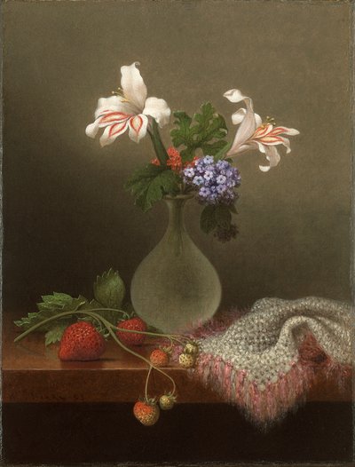 Un jarrón de lirios de maíz y heliotropo de Martin Johnson Heade