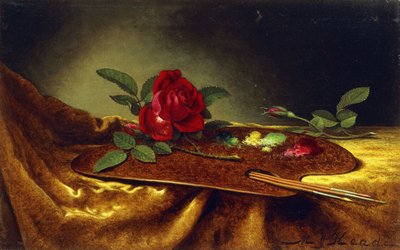 Rosas en una paleta, 1880s de Martin Johnson Heade