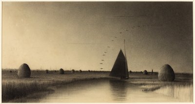 Velero y montones de heno en el pantano de Newbury de Martin Johnson Heade