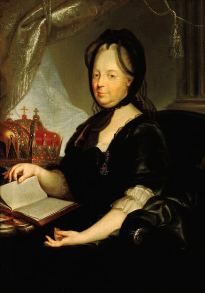Retrato de Catalina II (1729-1796) de luto. Pintura de Martin van Meytens (1695-1770), óleo sobre lienzo, hacia 1760 (81,9 x 113,7 cm). arte holandés de Martin Meytens the Younger