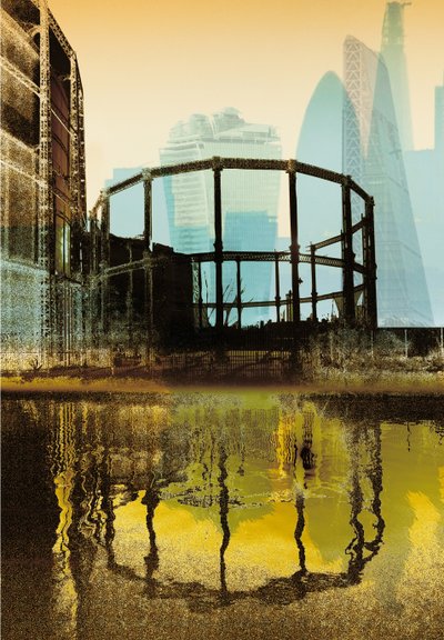Torre de gas de Broadway, 2013 (serigrafía) de Martin Mossop