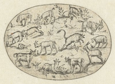 Óvalo con trece cabras Nev Thier Bvechlein (título de la serie) de Martin Pleginck