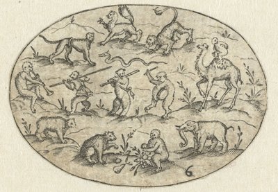 Óvalo con catorce animales Nev Thier Bvechlein (título de la serie) de Martin Pleginck