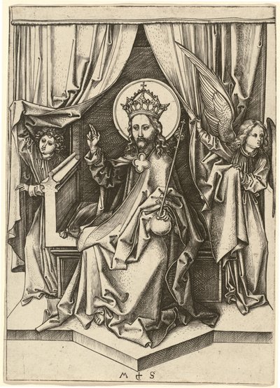 Cristo entronizado, con dos ángeles de Martin Schongauer