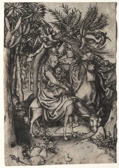 Vida de la Virgen: La huida a Egipto de Martin Schongauer