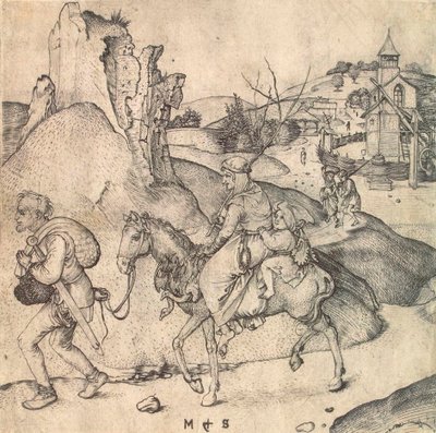 Familia campesina yendo al mercado, entre 1473 y 1475 de Martin Schongauer