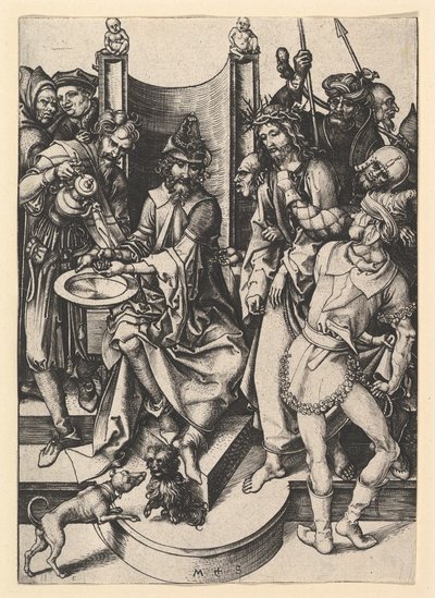 Pilato lavándose las manos, ca. 1435-1491 de Martin Schongauer