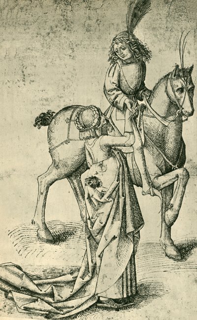 Jinete y mujer, c1480, 1943 de Martin Schongauer
