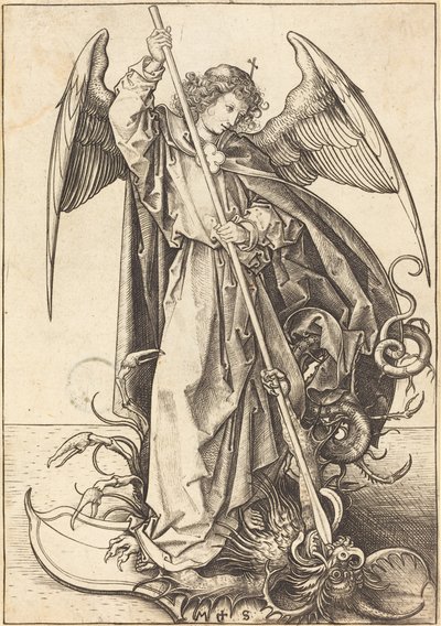 San Miguel matando al dragón de Martin Schongauer