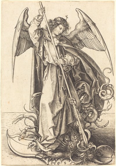 San Miguel matando al dragón de Martin Schongauer