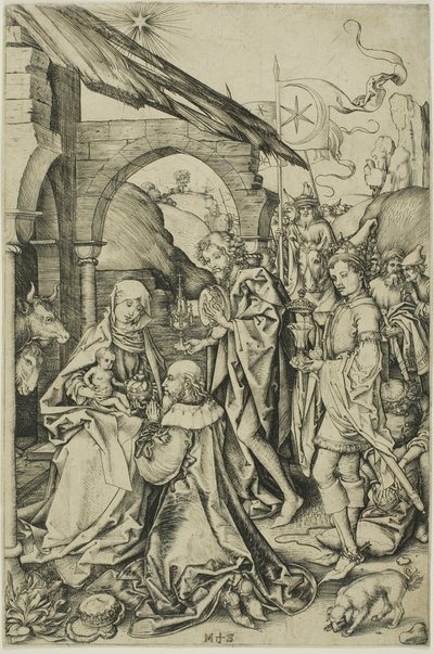 La adoración de los magos, de La vida de Cristo de Martin Schongauer