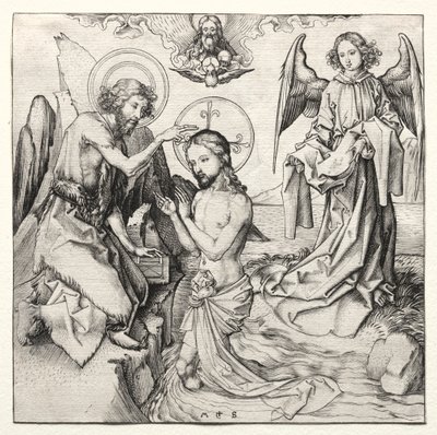 El Bautismo de Cristo en el Jordán de Martin Schongauer
