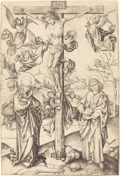 La crucifixión con cuatro ángeles de Martin Schongauer