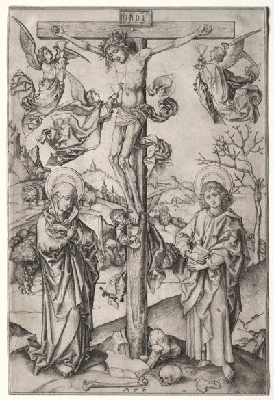 La Crucifixión con cuatro ángeles de Martin Schongauer
