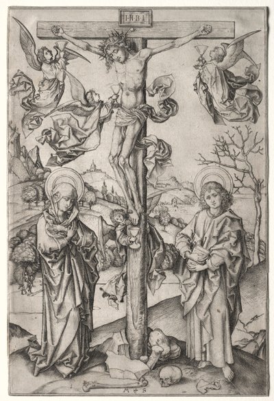 La Crucifixión con Cuatro Ángeles de Martin Schongauer