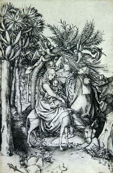 La huida a Egipto de Martin Schongauer