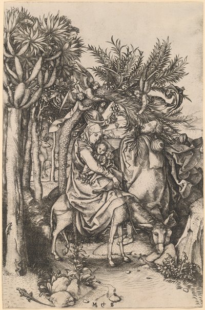 La huida a Egipto de Martin Schongauer