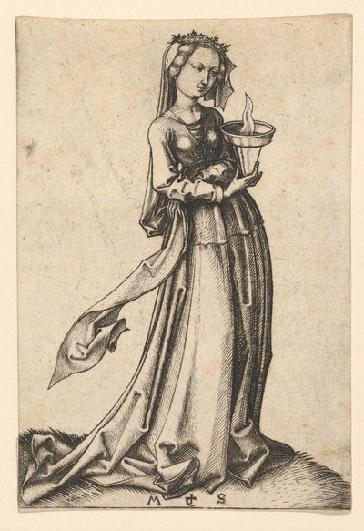 La cuarta virgen prudente, de la serie Las vírgenes prudentes y necias, ca. 1435-1491 de Martin Schongauer