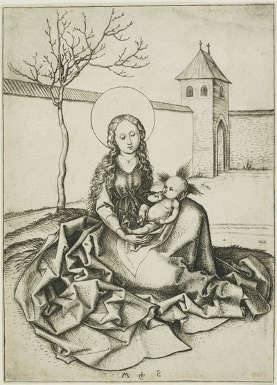 La Virgen con el Niño en el patio de Martin Schongauer