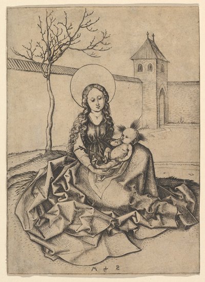 La Madonna y el Niño en el patio de Martin Schongauer