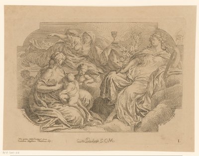 Personificaciones femeninas de tres virtudes divinas Pinturas en el techo de la Sacrestia di Solimena (título de la serie) de Martin Speer