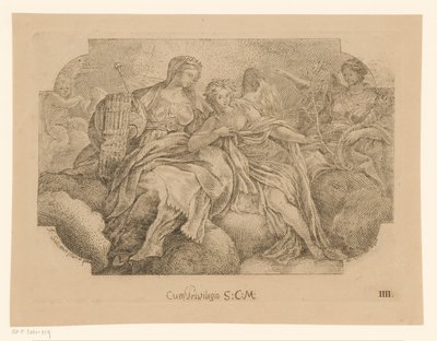 Personificaciones femeninas de la paz, la justicia y la abundancia Pinturas en el techo de la Sacrestia di Solimena (título de la serie) de Martin Speer