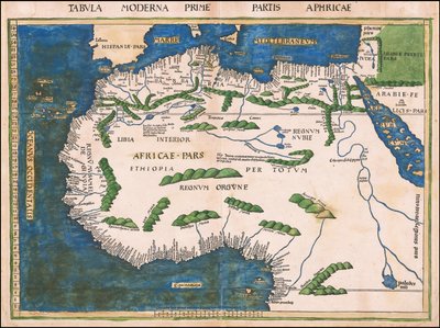 Mapa de África septentrional y occidental de 1513 por Martin Waldseemüller de Martin Waldseemuller