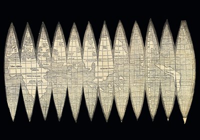 Mapa del mundo en forma de conjunto de globos terráqueos, 1507 de Martin Waldseemuller