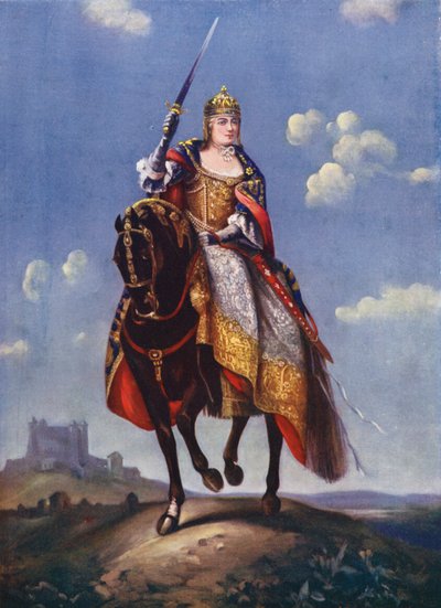 María Teresa en la colina de la coronación en Presburgo (litografía en color) de Martin van (after) Mytens or Meytens