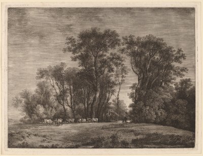 Un Prado con Ganado al Borde de un Bosque de Martin von Molitor