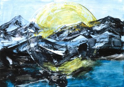 Lago de montaña a la luz de la luna de Martina Konitzky