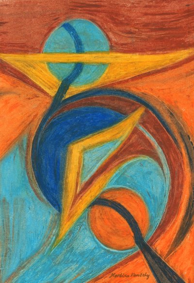 Marrón naranja amarillo azul abstracto de Martina Konitzky