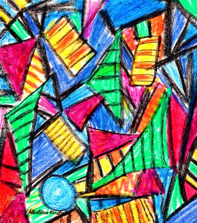 Composición de vitrales coloridos de Martina Konitzky