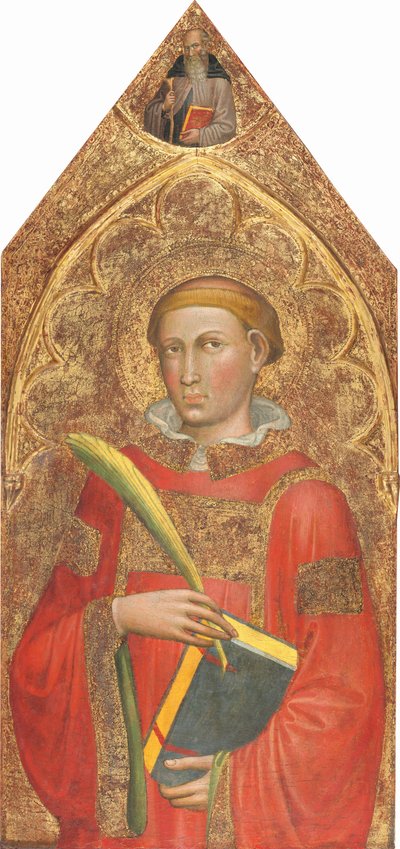 Diácono Santo, con San Antonio Abad arriba, [panel derecho], c. 1415-1420 de Martino di Bartolomeo di Biagio