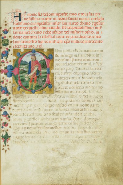 Inicial historiada C que representa al Profeta Daniel en un Paisaje, c.1471 de Martino di Giorgio da Modena