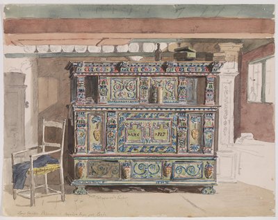 Armario pintado, fechado en 1727, en un salón de Læsø de Martinus Rørbye