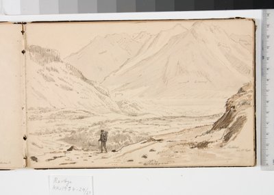 Paisaje montañoso con tres hombres descansando en la hierba y dos mujeres tocando un dulcémele de Martinus Rørbye