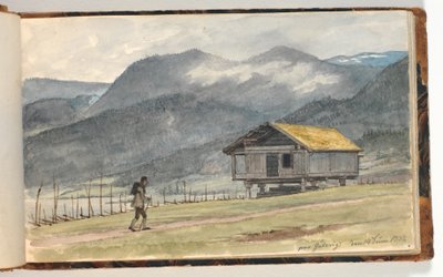 Paisaje de Montaña con Cabaña y Caminante de Martinus Rørbye
