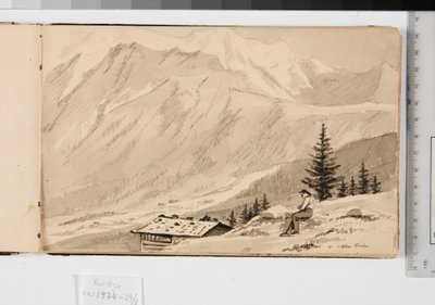 Paisaje cerca de Chamonix, Francia. En primer plano, un lago de Martinus Rørbye