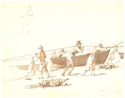Pescadores tirando de la red en Sønderstranden de Martinus Rørbye