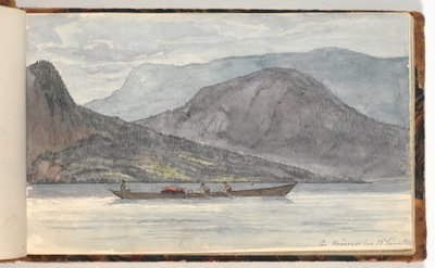 Paisaje de fiordo con bote de remos de Martinus Rørbye