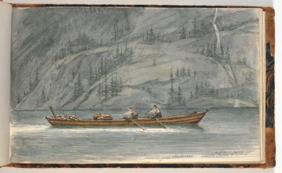 Paisaje de fiordo con bote de remos. Krøderen, Noruega de Martinus Rørbye