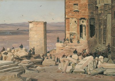 Griegos trabajando en las ruinas de la Acrópolis de Martinus Rørbye
